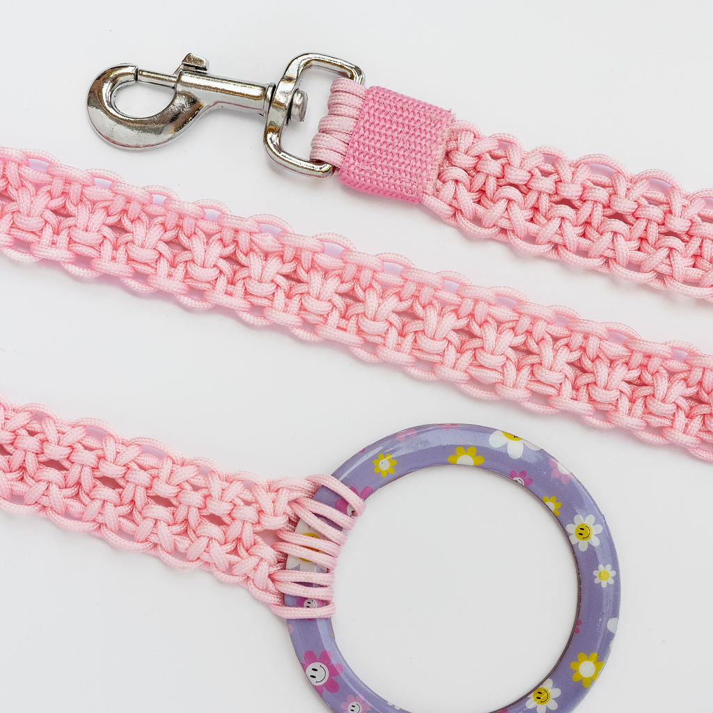 Pink Macrame Dog Leash