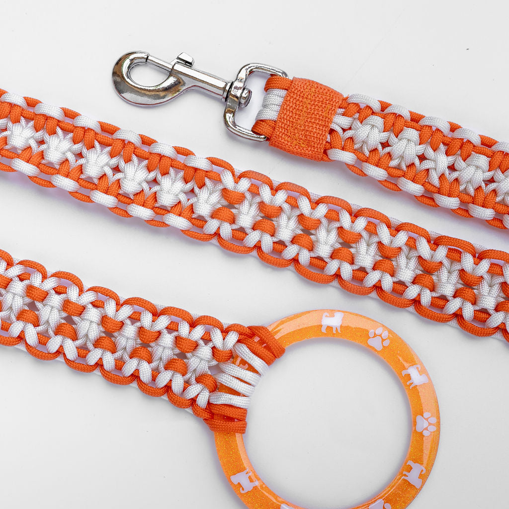 Orange Macrame Dog Leash