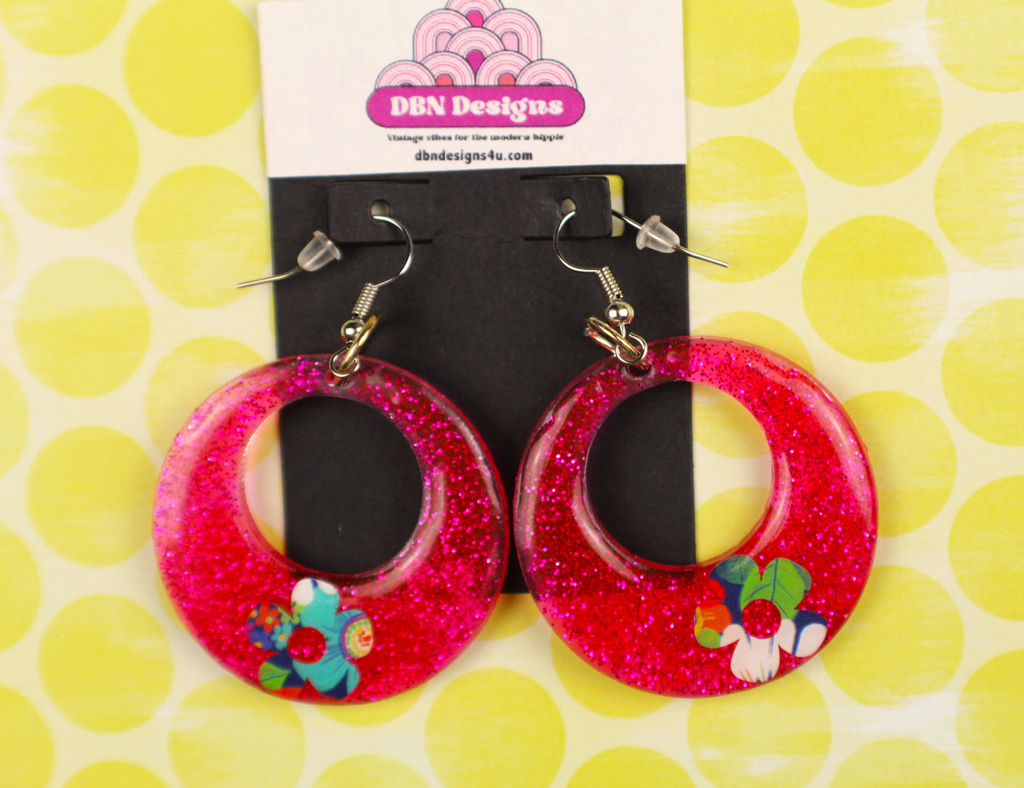 Hot Pink Circle Earrings