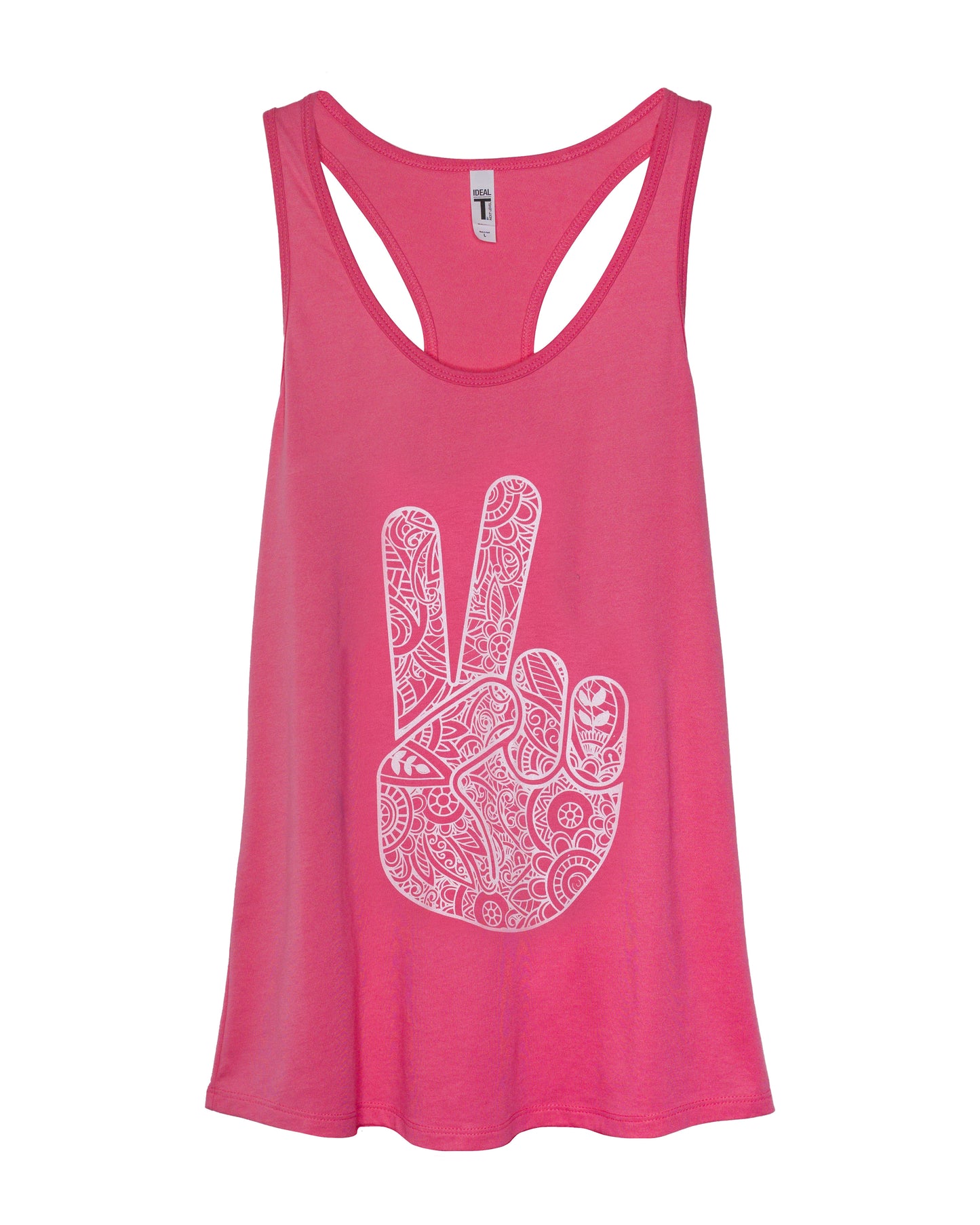 Racerback Tank - White Glitter Peace Hand