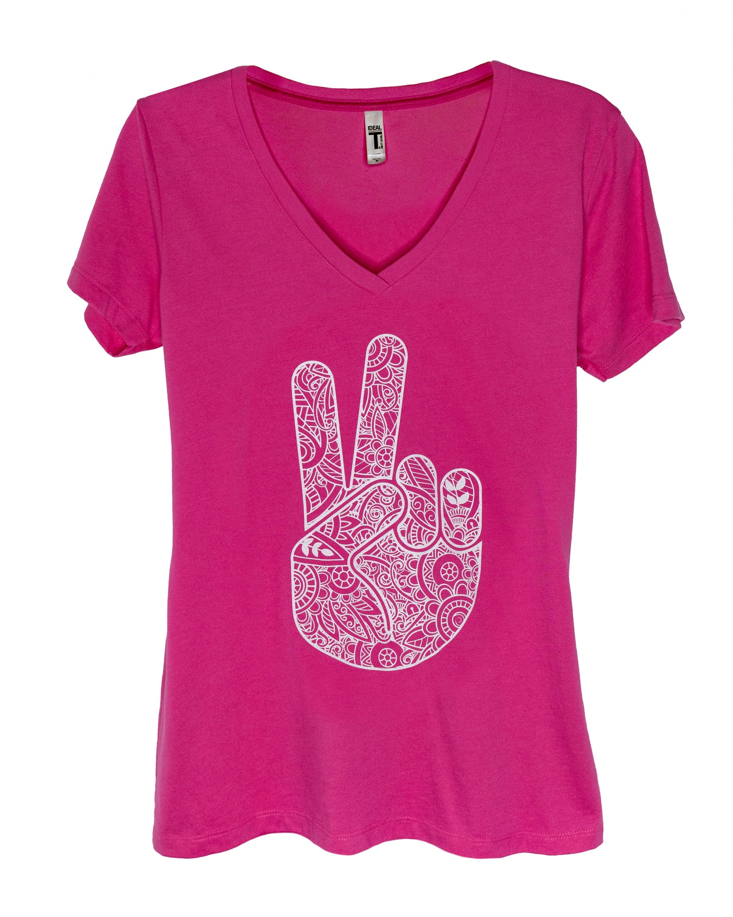 T-shirt - White Glitter Peace Hand