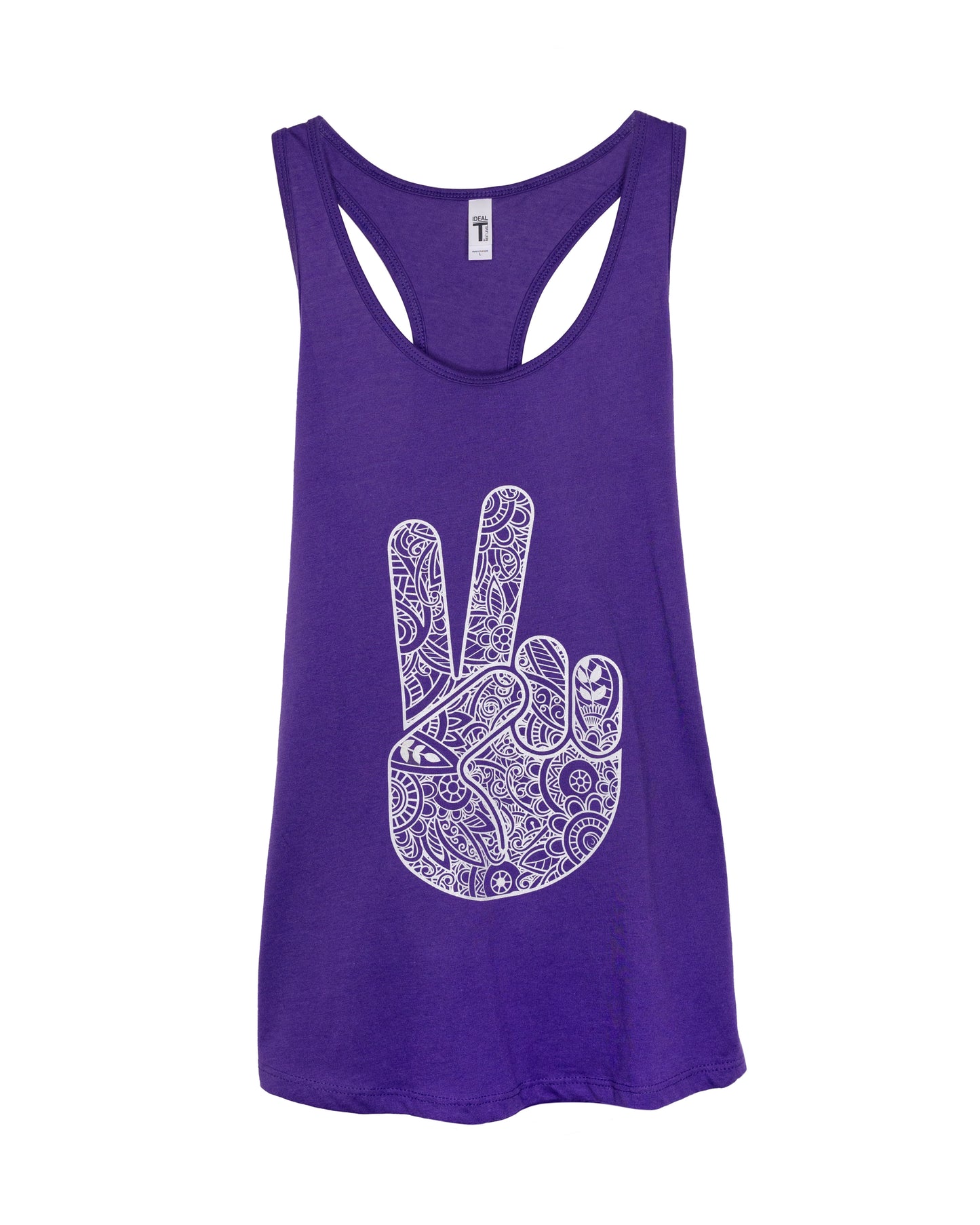 Racerback Tank - White Glitter Peace Hand