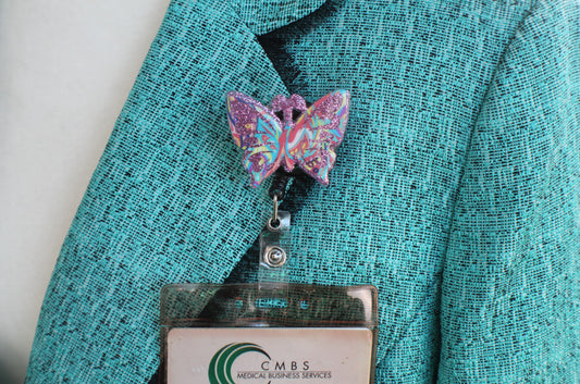 Pink Butterfly Badge Reel