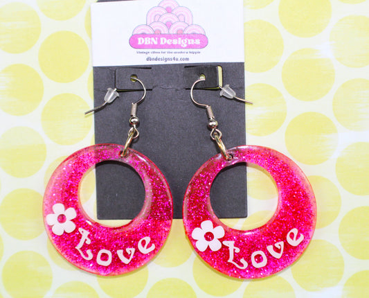 Hot Pink Circle Earrings