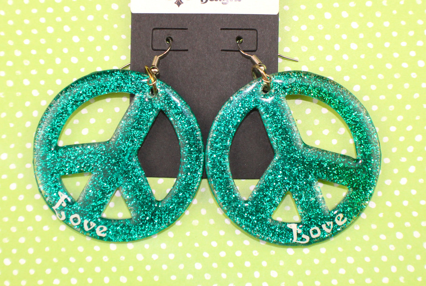 Earrings Large Green Peace Sign