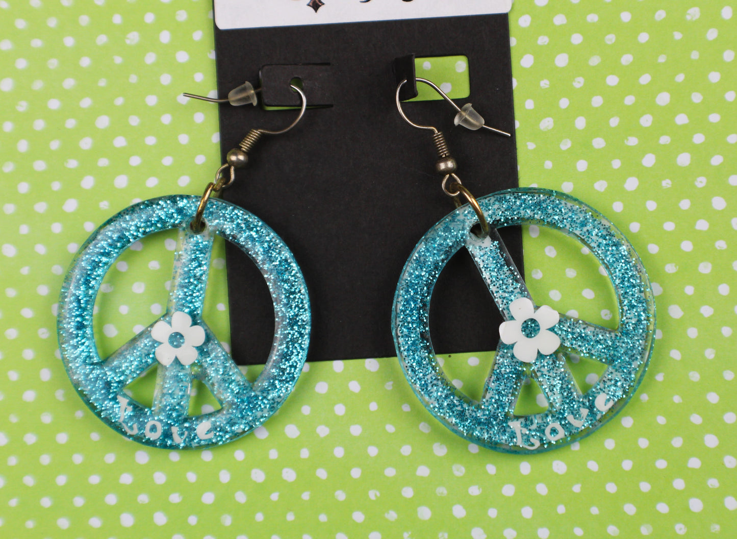 Earrings Small Blue Peace Sign