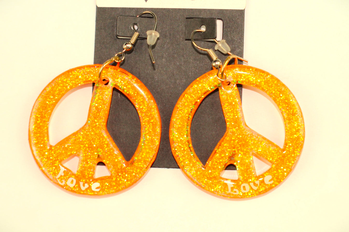 Orange Peace Sign Earrings