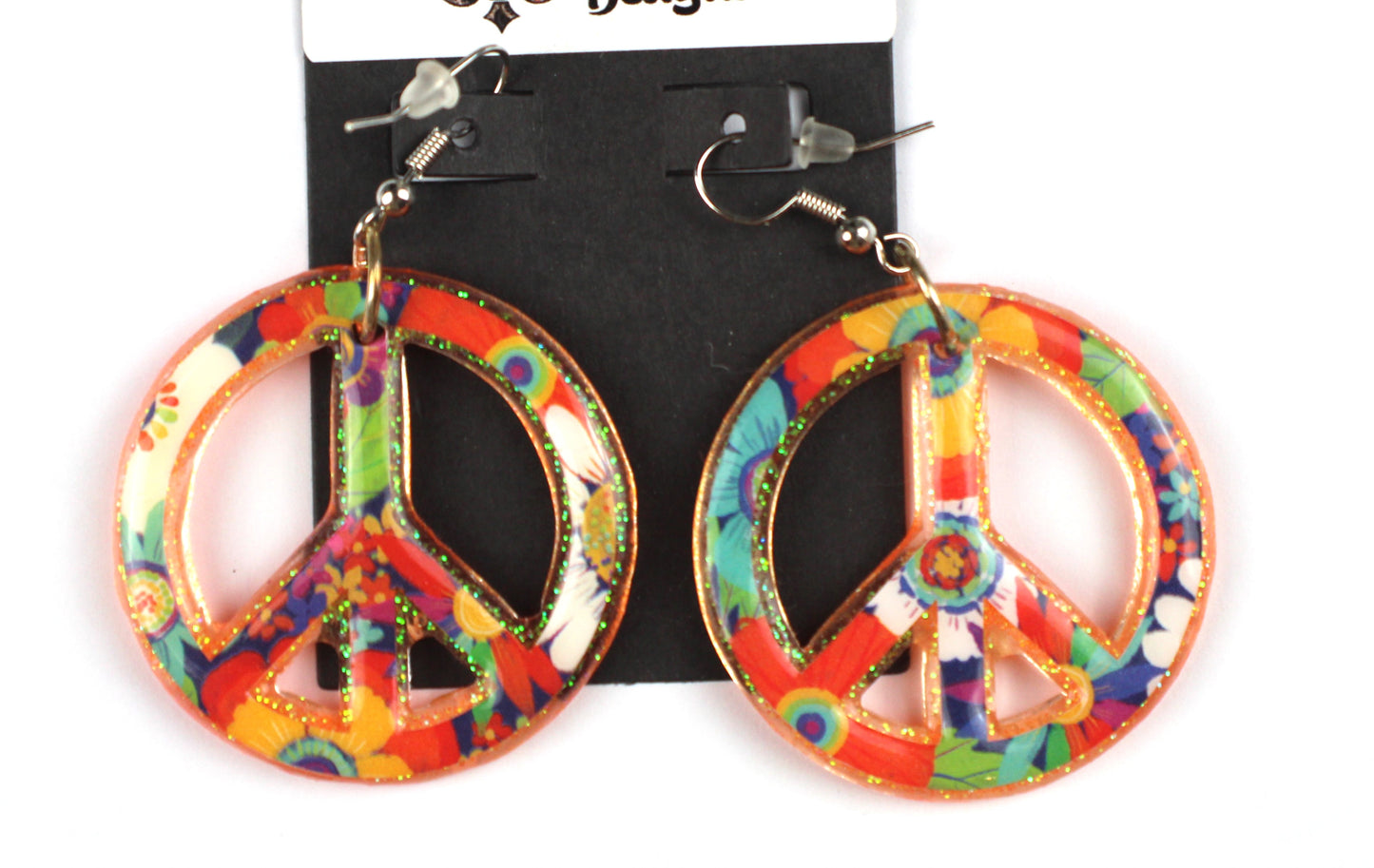 Orange Peace Sign Earrings