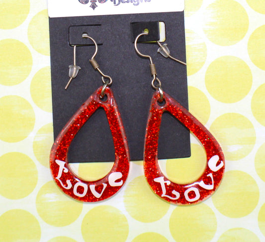 Teardrop Earrings Red