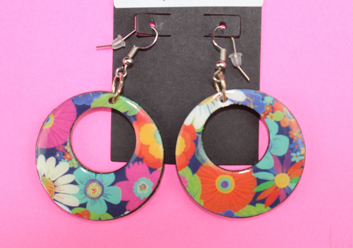 Flower Power Green Glitter Earrings