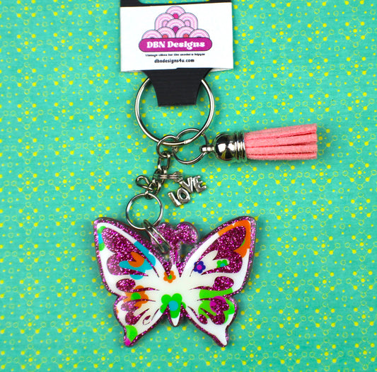 Pink Butterfly Keychain