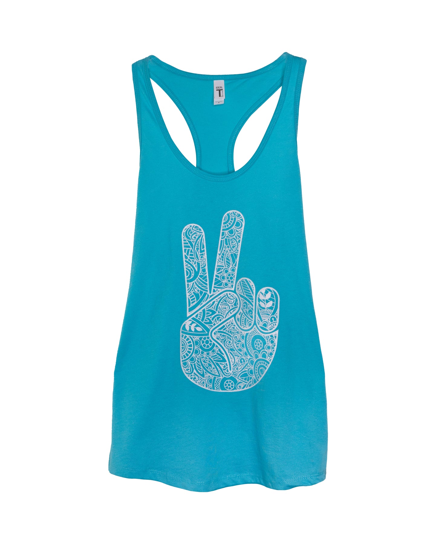 Racerback Tank - White Glitter Peace Hand