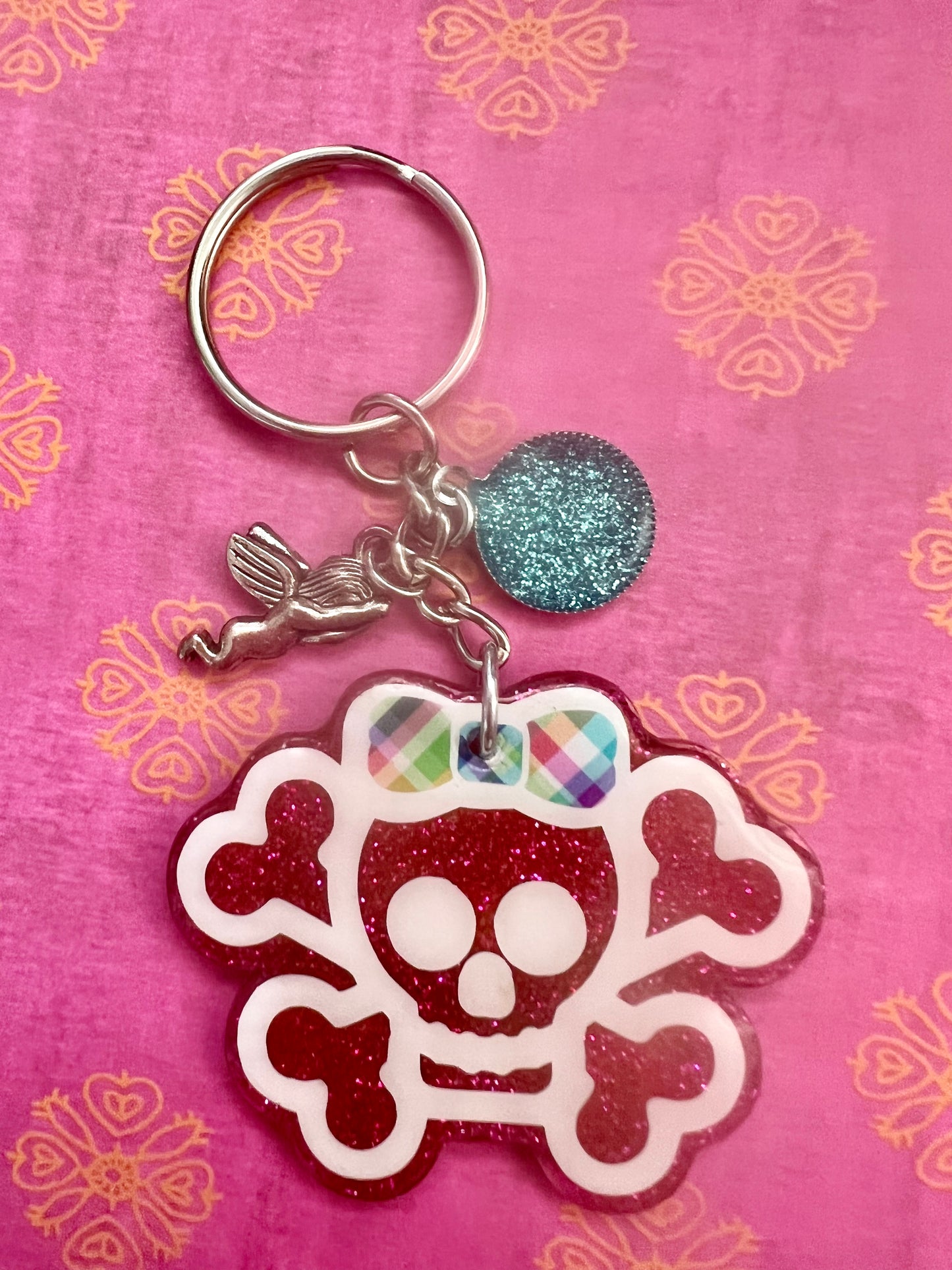 Keychain pink skull girl