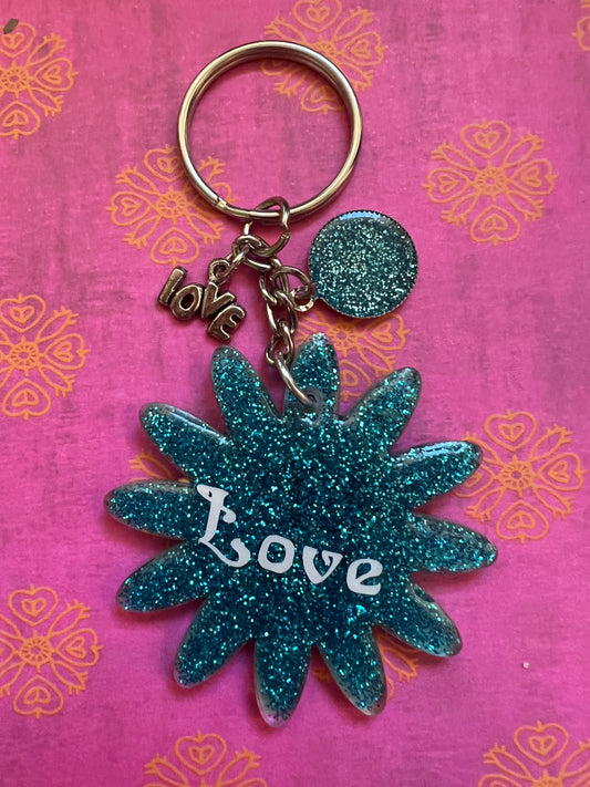 Keychain daisy blue