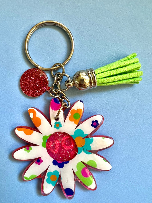 Keychain -pink daisy