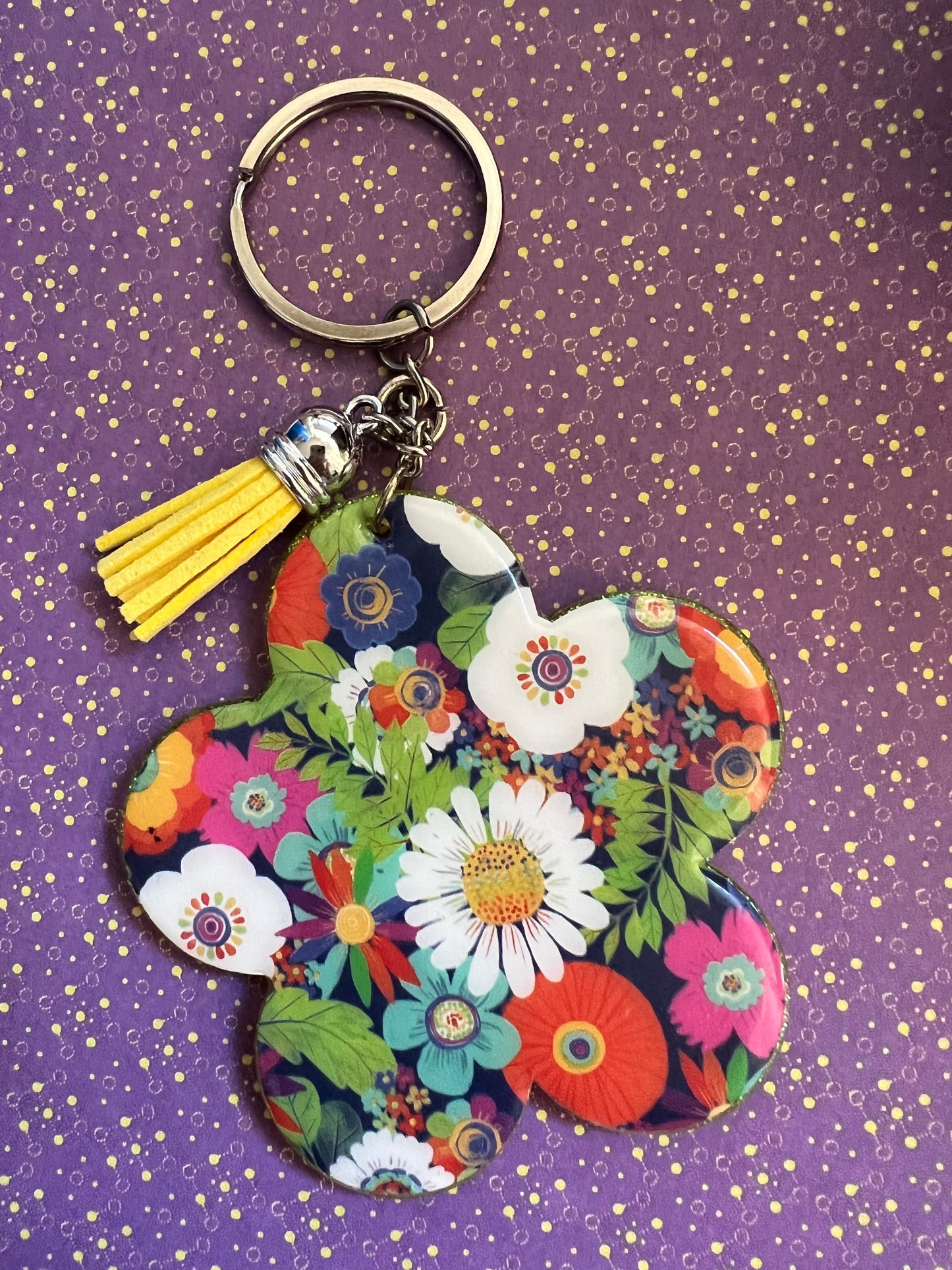 Keychain-Yellow flower